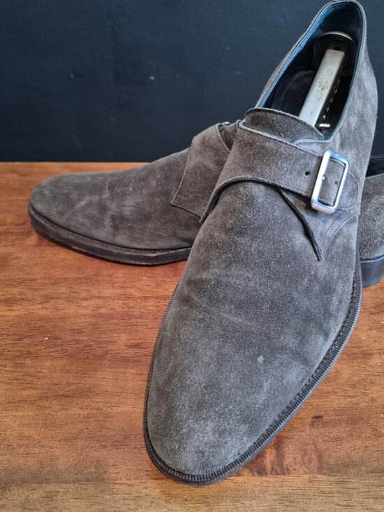 Salvatore Ferragamo  Brown Suede Monk Straps Dress Loafers  Men\'s Size: 9.5 main image 4